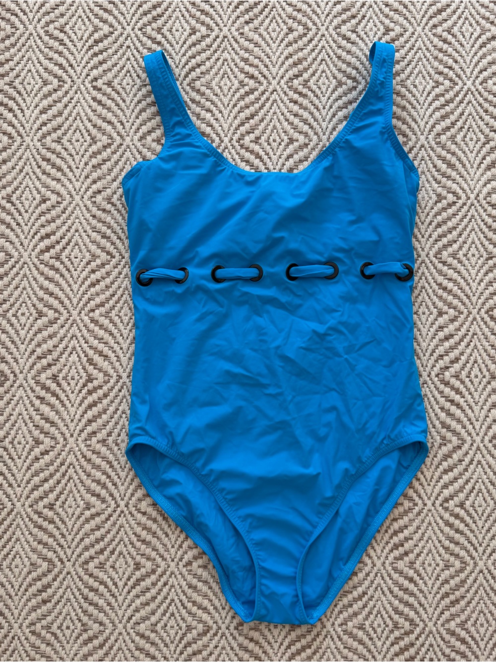 Blue One-Piece Swimsuit with Front Ring Detail
